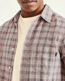 Chemise Alpha Icon Slim Fit à carreaux bleu/rouge-Dockers Discount