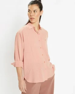 Femme Galeries Lafayette Chemises^Chemise ample en Coton mélangé Paros rayée rose moyen