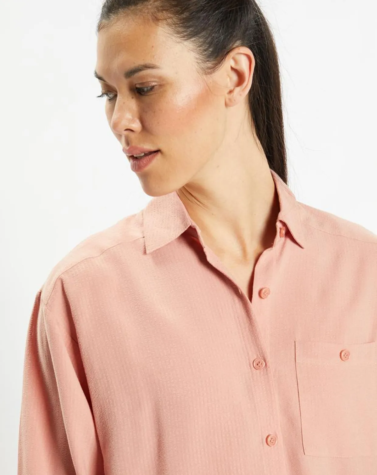 Femme Galeries Lafayette Chemises^Chemise ample en Coton mélangé Paros rayée rose moyen