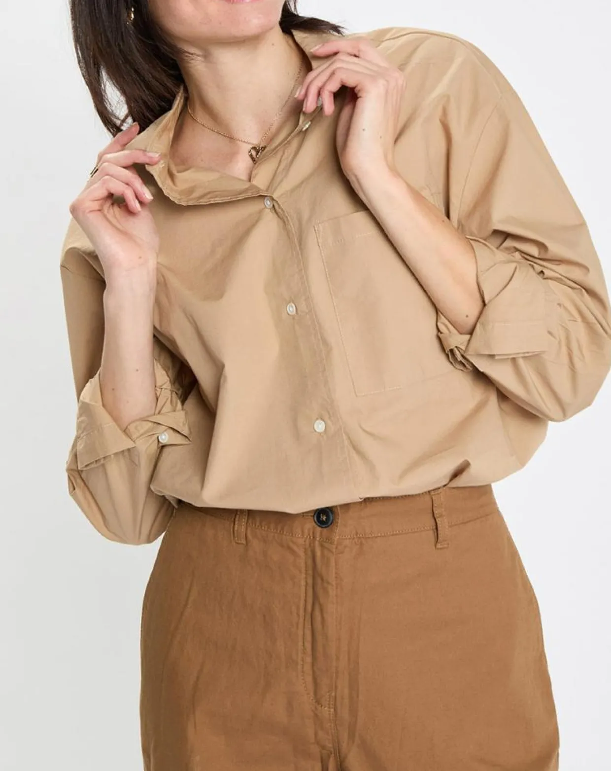 Chemise boyfriend beige-Marc O'Polo