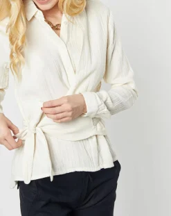 Chemise Capitaine en Gaze de Coton crème-Karl Marc John Outlet