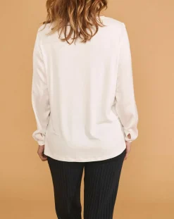 Chemise Ciano à volant beige neige-Devernois Clearance