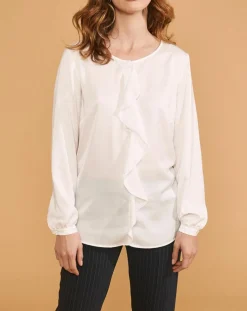 Chemise Ciano à volant beige neige-Devernois Clearance