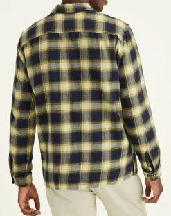 Homme Dockers Chemises^Chemise Classique LS Camp à carreaux touché flanelle bleu marine/jaune