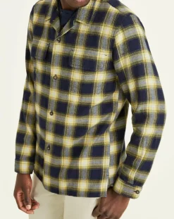 Homme Dockers Chemises^Chemise Classique LS Camp à carreaux touché flanelle bleu marine/jaune