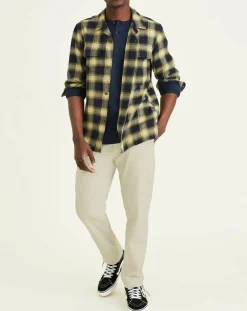 Homme Dockers Chemises^Chemise Classique LS Camp à carreaux touché flanelle bleu marine/jaune