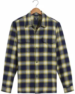 Homme Dockers Chemises^Chemise Classique LS Camp à carreaux touché flanelle bleu marine/jaune