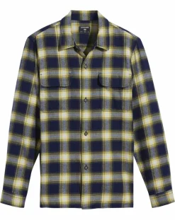 Homme Dockers Chemises^Chemise Classique LS Camp à carreaux touché flanelle bleu marine/jaune