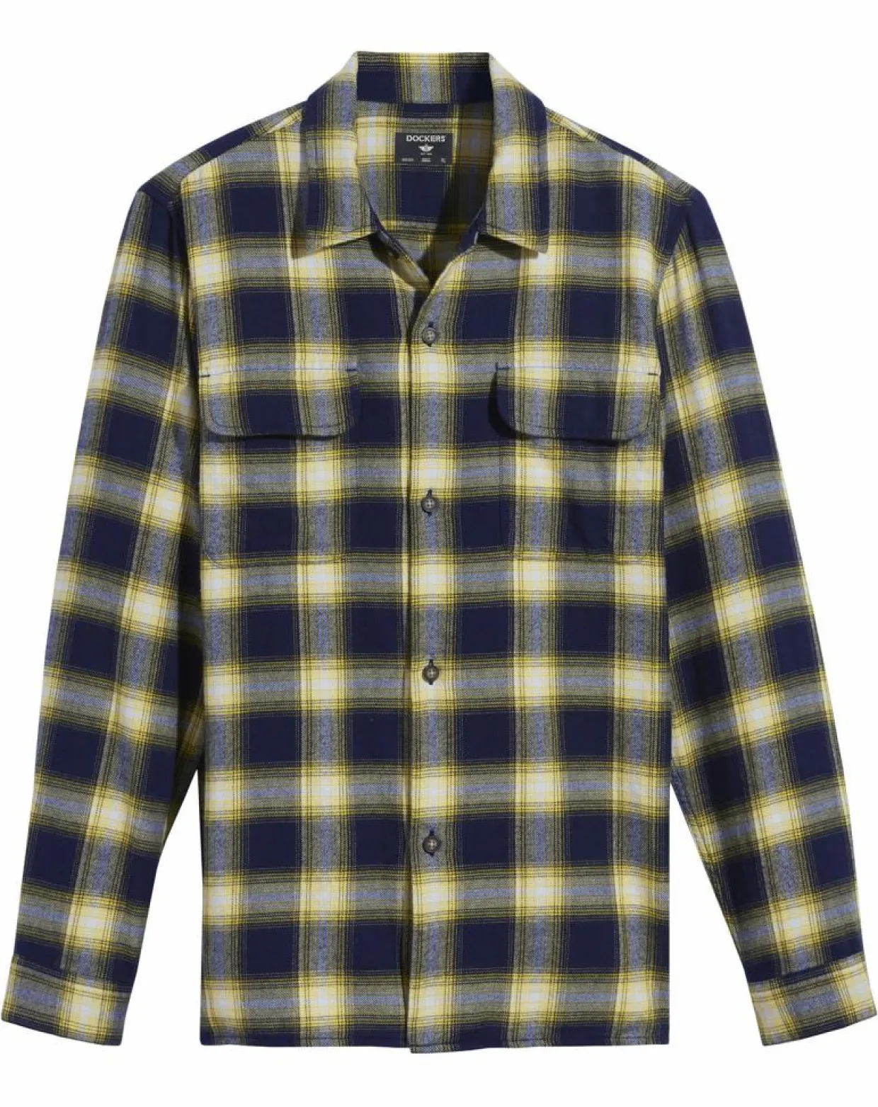 Homme Dockers Chemises^Chemise Classique LS Camp à carreaux touché flanelle bleu marine/jaune