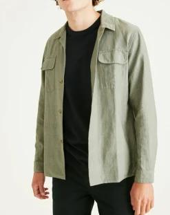 Homme Dockers Chemises^Chemise classique LS Camp kaki clair/gris