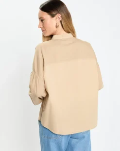 Femme Marc O'Polo Chemises^Chemise Col Mao Poche beige moyen