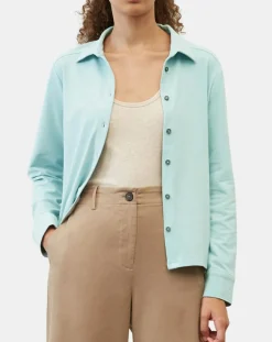 Chemise col polo bleu clair-Marc O'Polo Discount