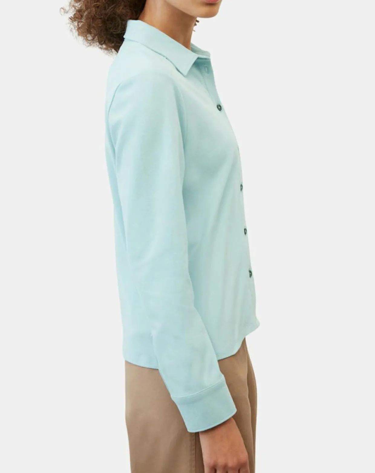 Chemise col polo bleu clair-Marc O'Polo Discount