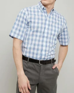 Homme Arrow Chemises^Chemise Confort Fit à carreaux bleu clair/blanc