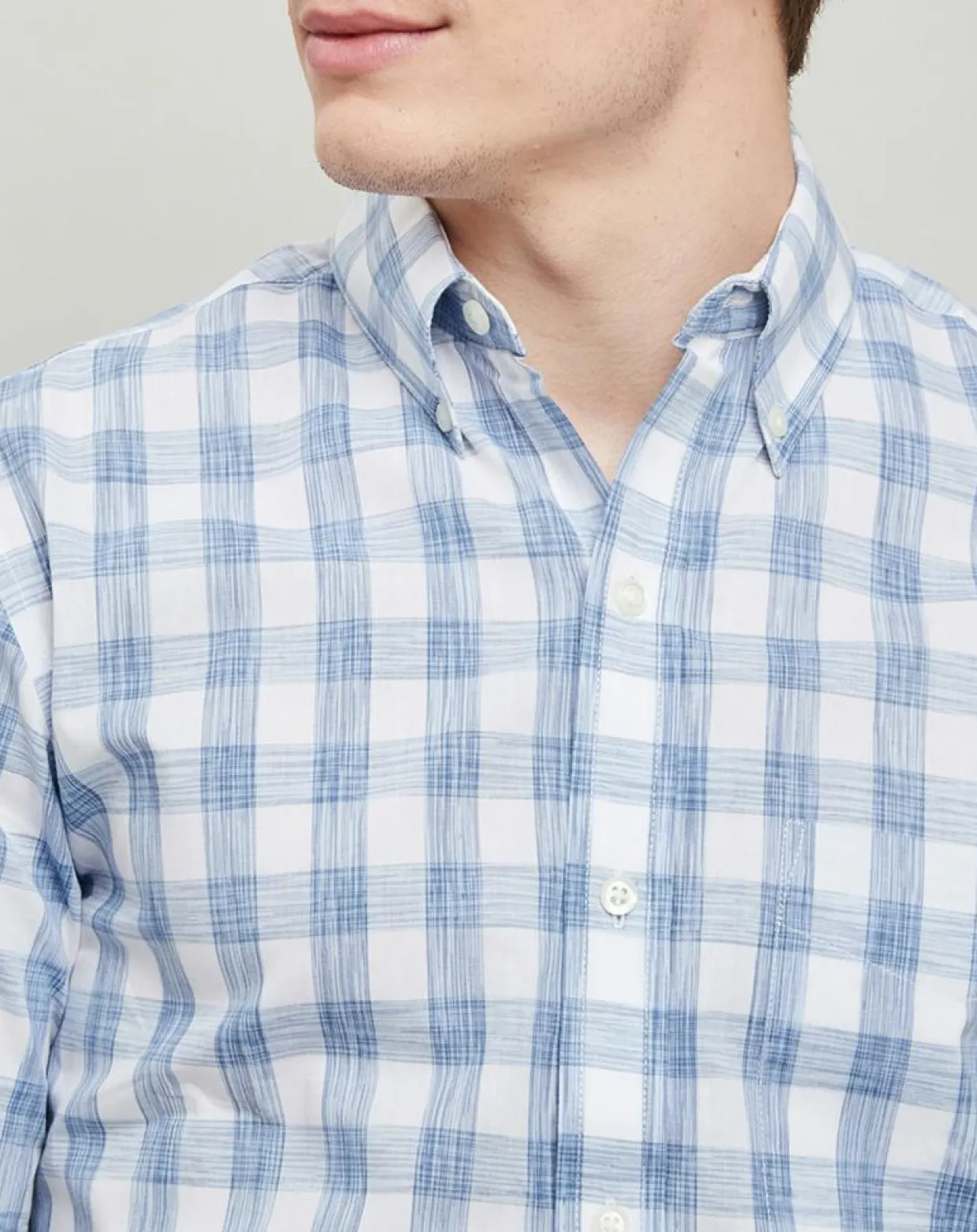 Homme Arrow Chemises^Chemise Confort Fit à carreaux bleu clair/blanc