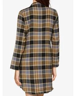 Chemise de nuit Ecossais imprimée marron/noir-Femilet Outlet