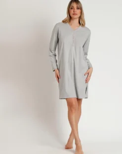 Femme Admas Lingerie, Nuit^Chemise de nuit Pink Hearts B gris chiné