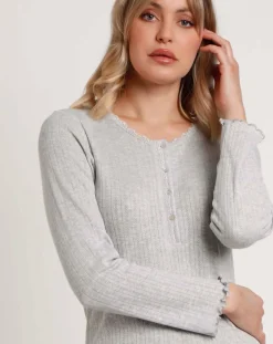 Chemise de nuit Soft Côtelée C gris chiné-Admas Best