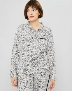 Femme Femilet Lingerie, Nuit^Chemise de pyjama Flower imprimée beige/noir