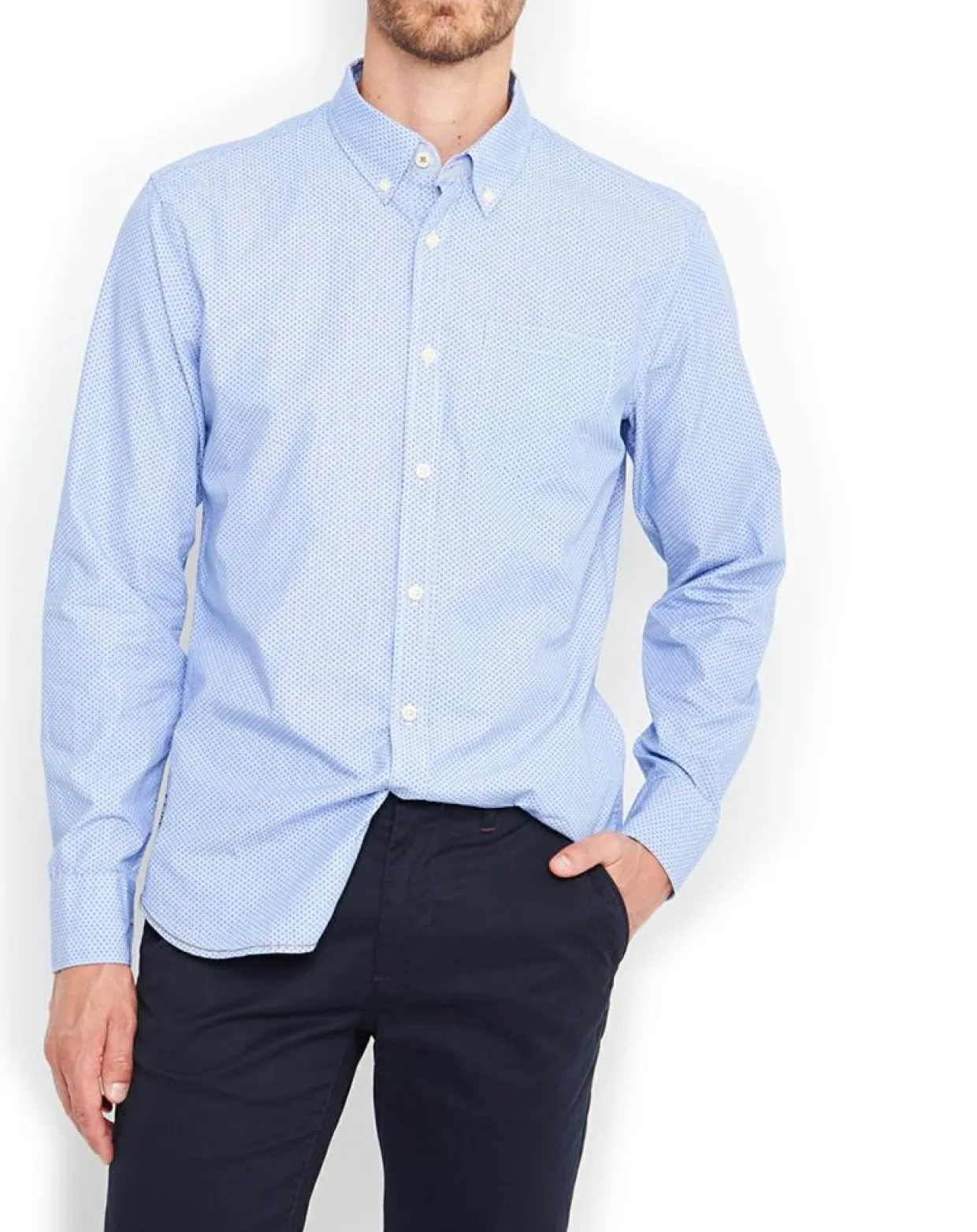 Homme Pepe Jeans Chemises^Chemise droite à pois Micro Mylor bleu clair