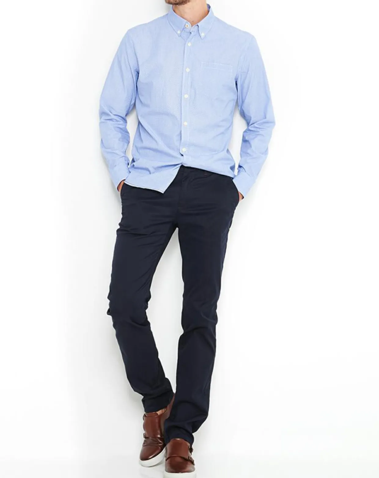 Homme Pepe Jeans Chemises^Chemise droite à pois Micro Mylor bleu clair
