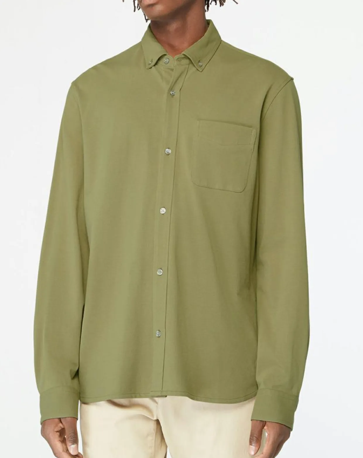 Chemise droite en Coton bio Nipique kaki moyen-Galeries Lafayette Clearance