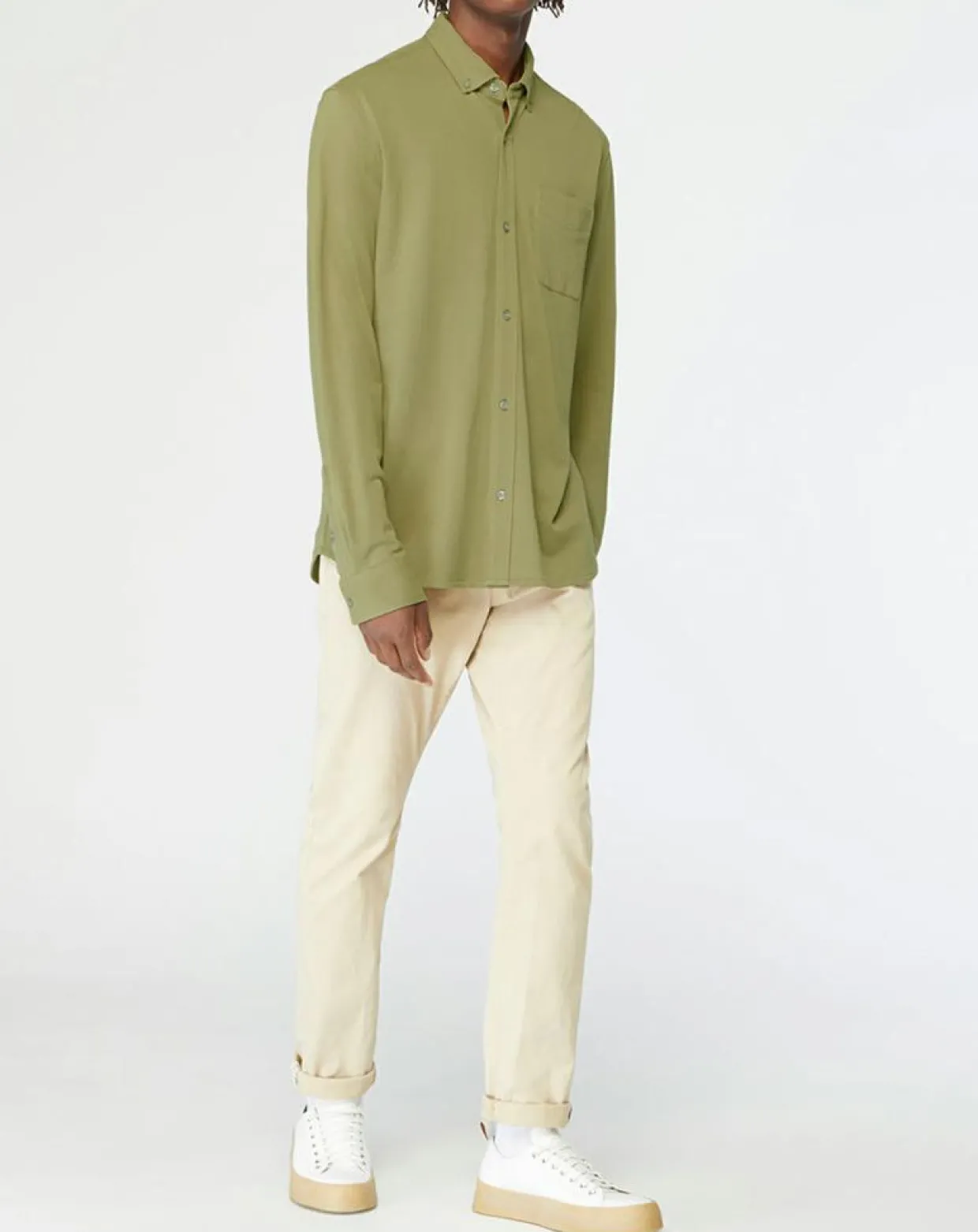 Chemise droite en Coton bio Nipique kaki moyen-Galeries Lafayette Clearance