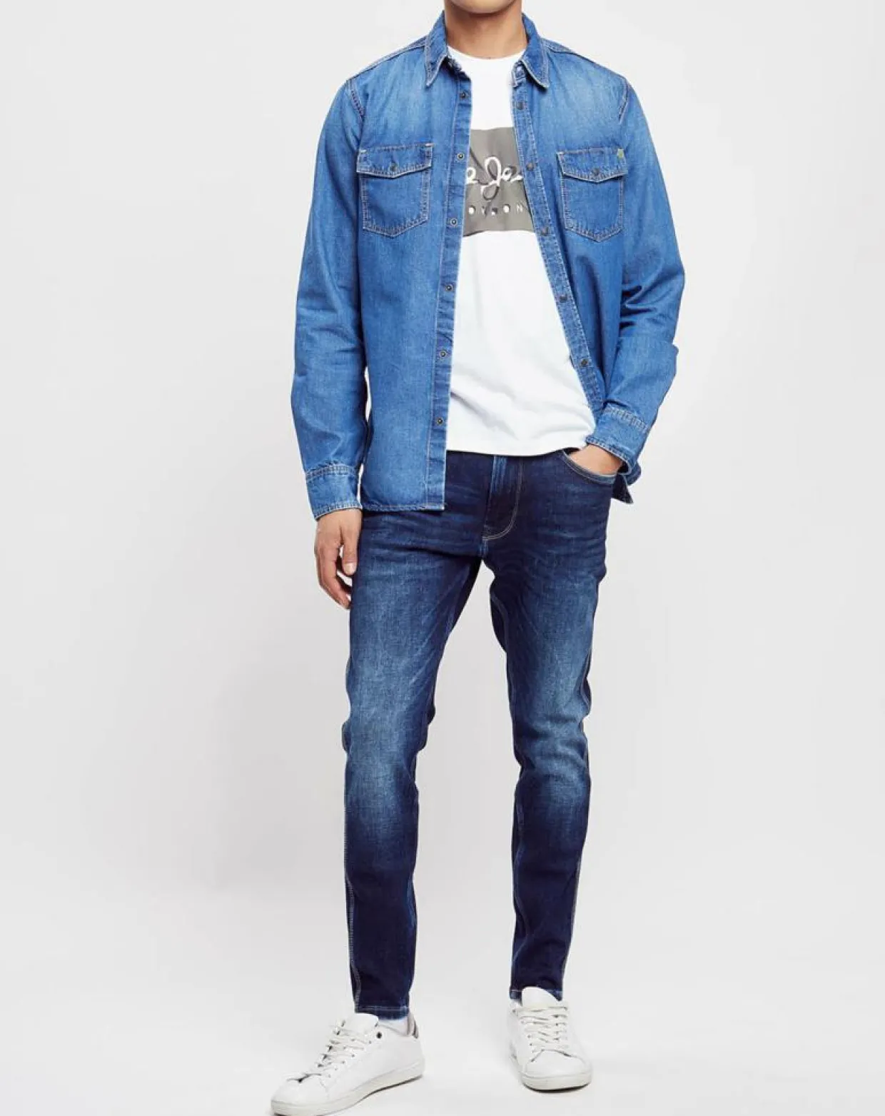 Chemise droite en jean Archive bleue-Pepe Jeans Online