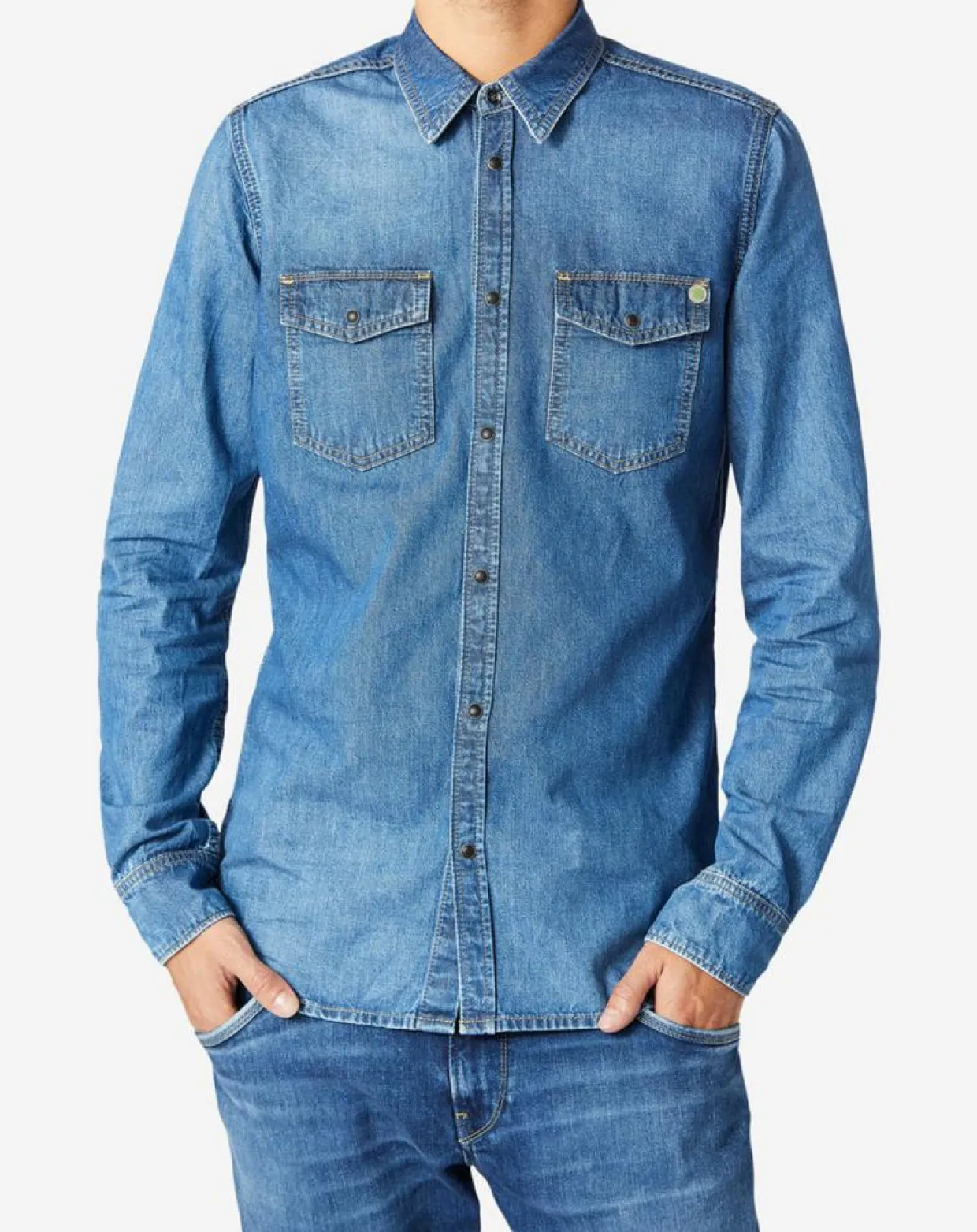 Chemise droite en jean Archive bleue-Pepe Jeans Online