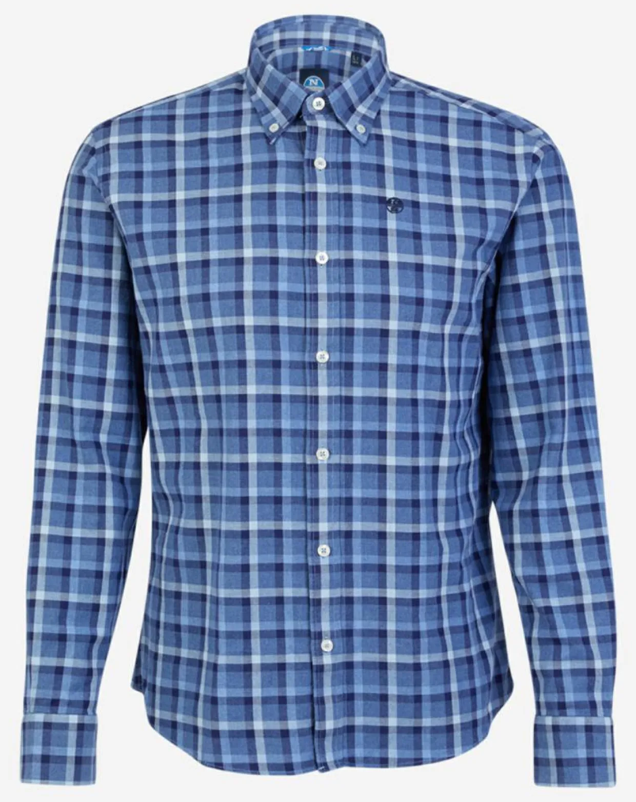 Homme North Sails Chemises^Chemise droite Flannelle carreaux bleu/blanc