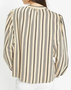 Chemise droite Laurie à rayures beige/noir-Galeries Lafayette Clearance