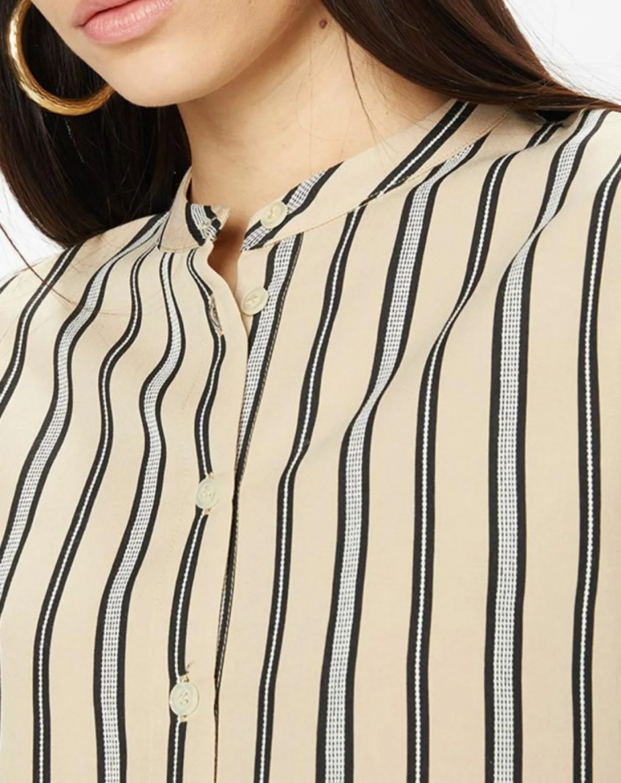 Chemise droite Laurie à rayures beige/noir-Galeries Lafayette Clearance