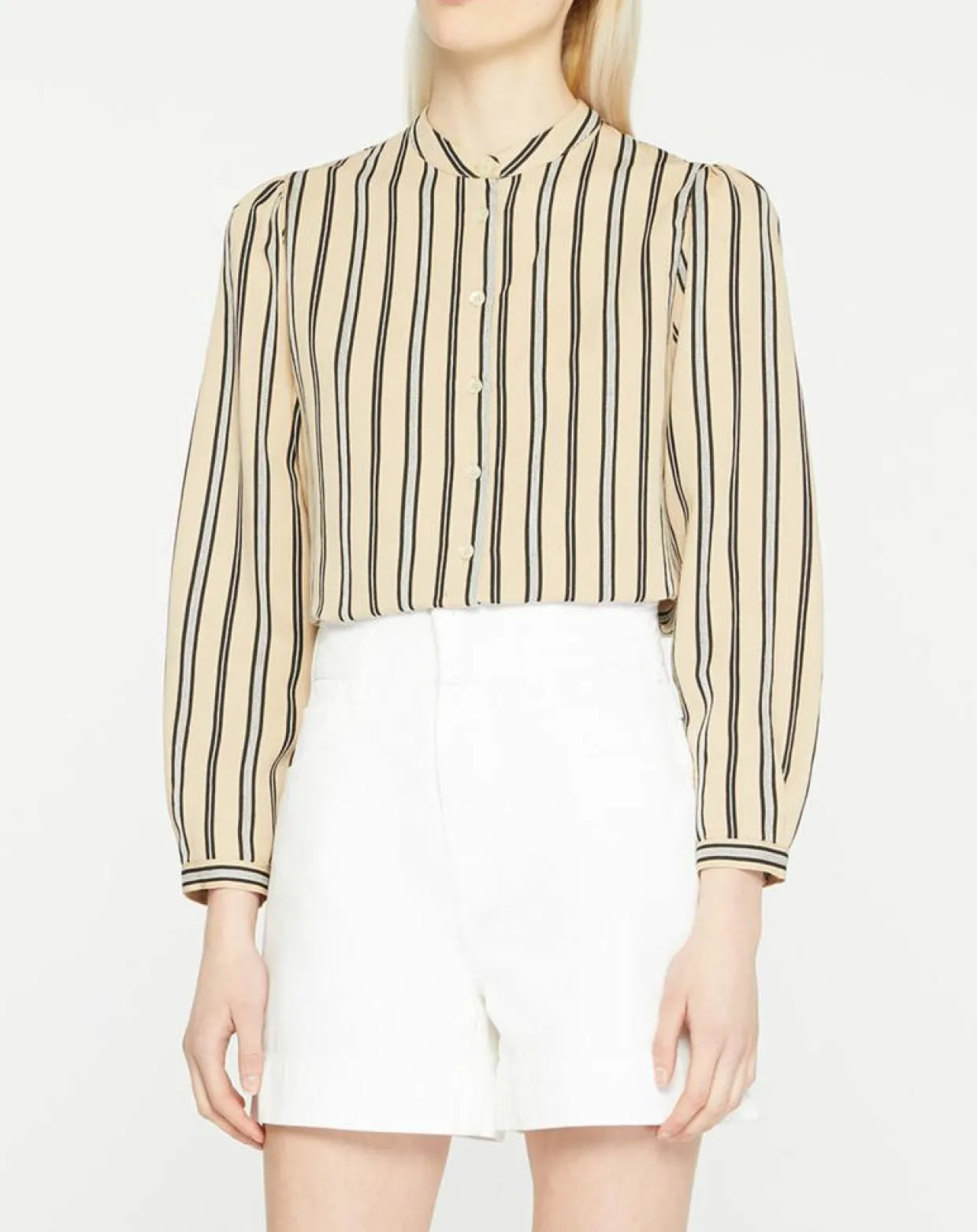 Chemise droite Laurie à rayures beige/noir-Galeries Lafayette Clearance