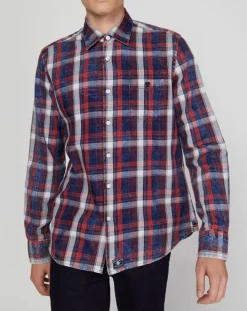 Chemise droite Washed carreaux rouge/bleu/blanc-North Sails
