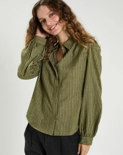 Femme The Korner Chemises^Chemise en Coton & Lin Ava kaki