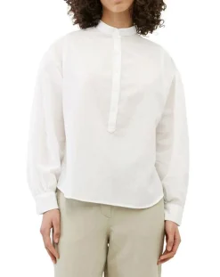 Chemise en Coton & Lin Col Tunis blanche-Marc O'Polo New