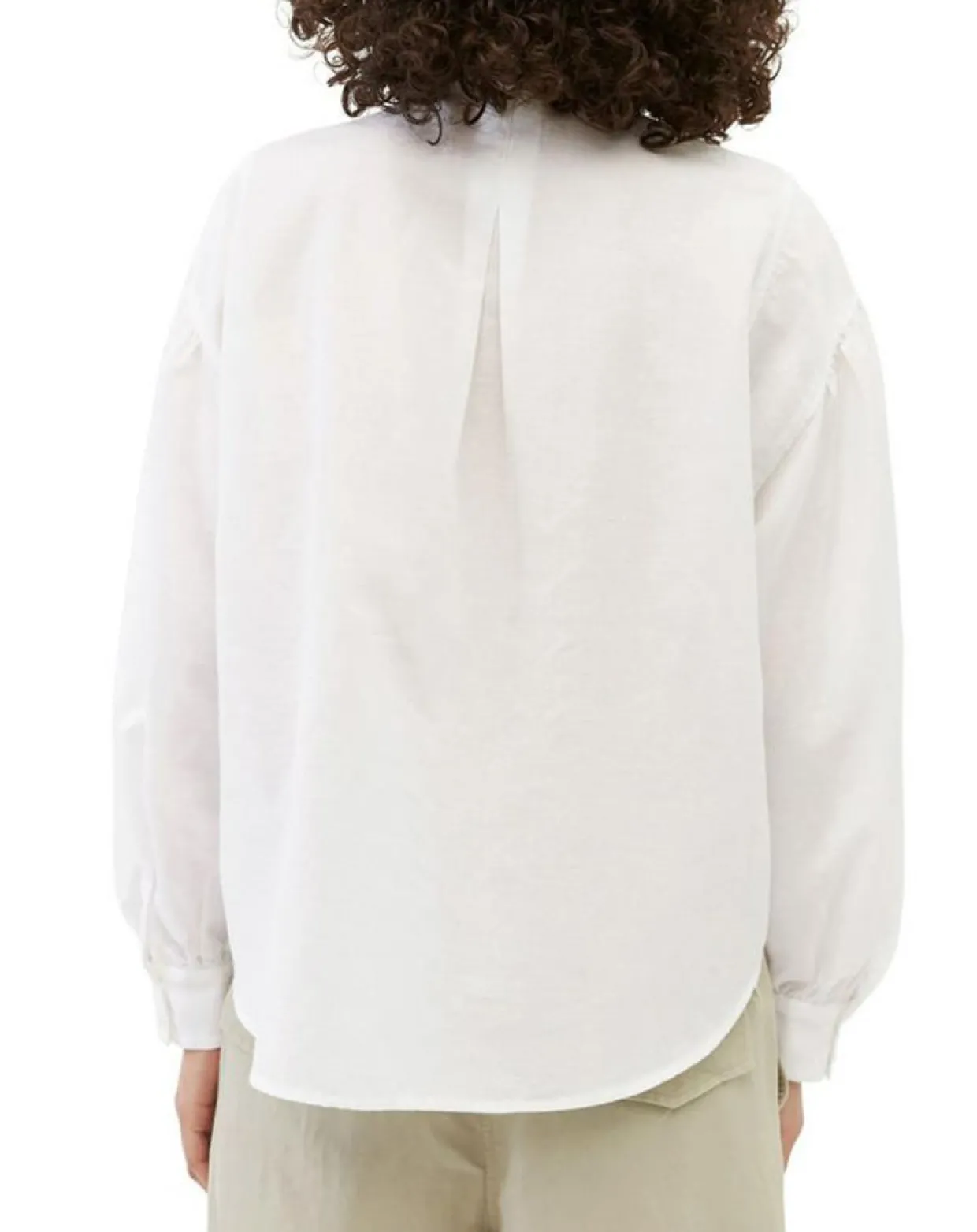 Chemise en Coton & Lin Col Tunis blanche-Marc O'Polo New