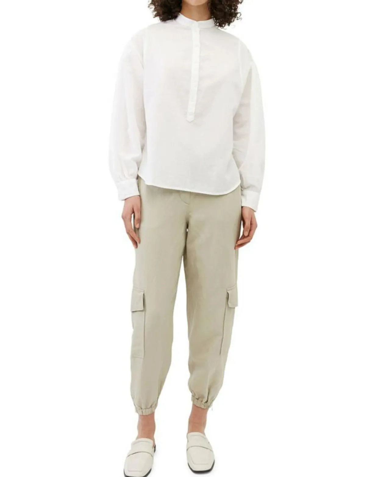 Chemise en Coton & Lin Col Tunis blanche-Marc O'Polo New
