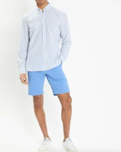 Chemise en Coton & Lin Slim Fit à rayures bleu/blanc-Hackett London Best