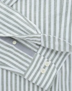 Chemise en Coton & Lin Slim Fit à rayures kaki/blanc-Hackett London Best