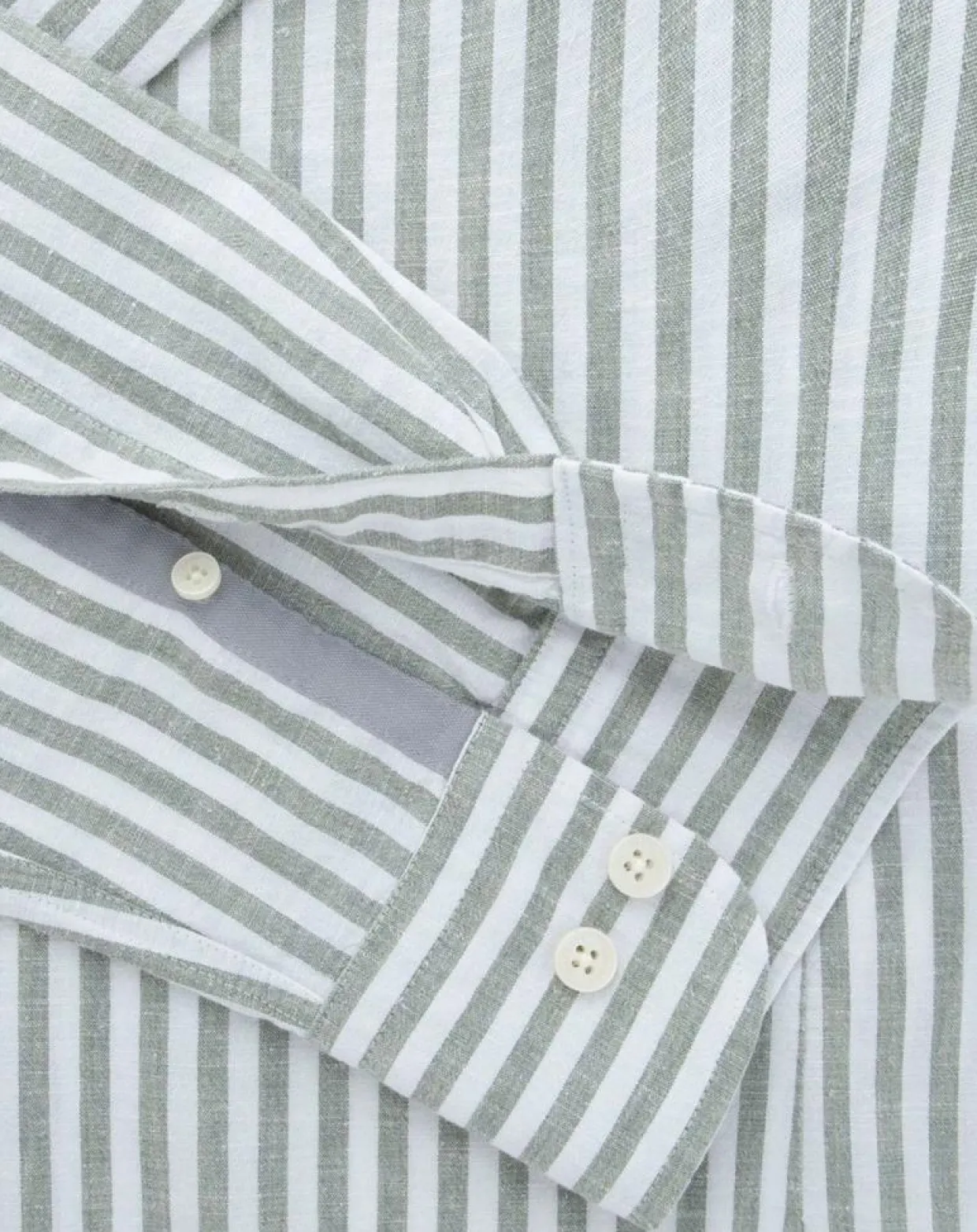Chemise en Coton & Lin Slim Fit à rayures kaki/blanc-Hackett London Best