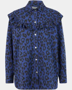 Chemise en Coton bio Candy imprimé léopard bleu/noir-Galeries Lafayette Online
