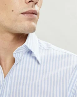 Homme Hackett London Chemises^Chemise en coton épais Slim Fit Bat Oxford à rayures bleu ciel