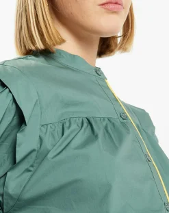 Chemise en Coton Piping emmanchures relief vert-Galeries Lafayette Outlet