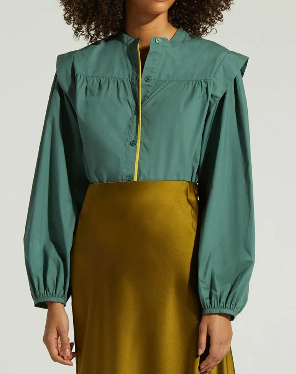 Chemise en Coton Piping emmanchures relief vert-Galeries Lafayette Outlet