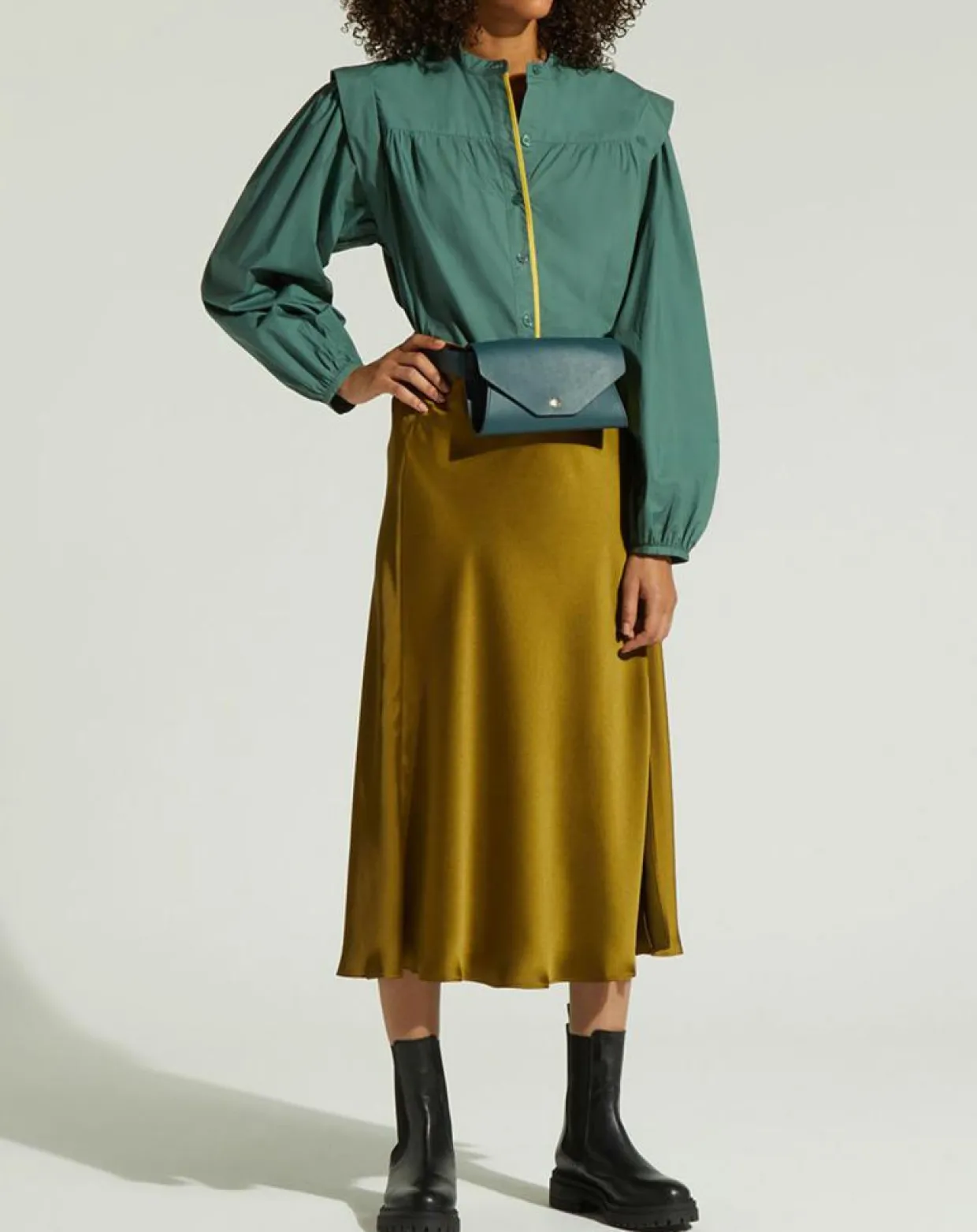 Chemise en Coton Piping emmanchures relief vert-Galeries Lafayette Outlet