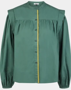 Chemise en Coton Piping emmanchures relief vert-Galeries Lafayette Outlet