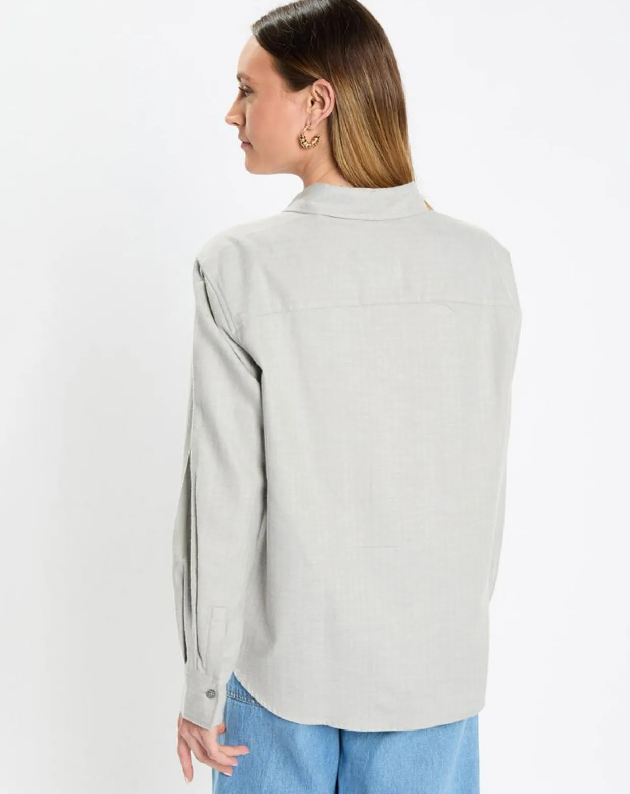 Chemise en Flanelle manches ballons gris clair-Marc O'Polo Online