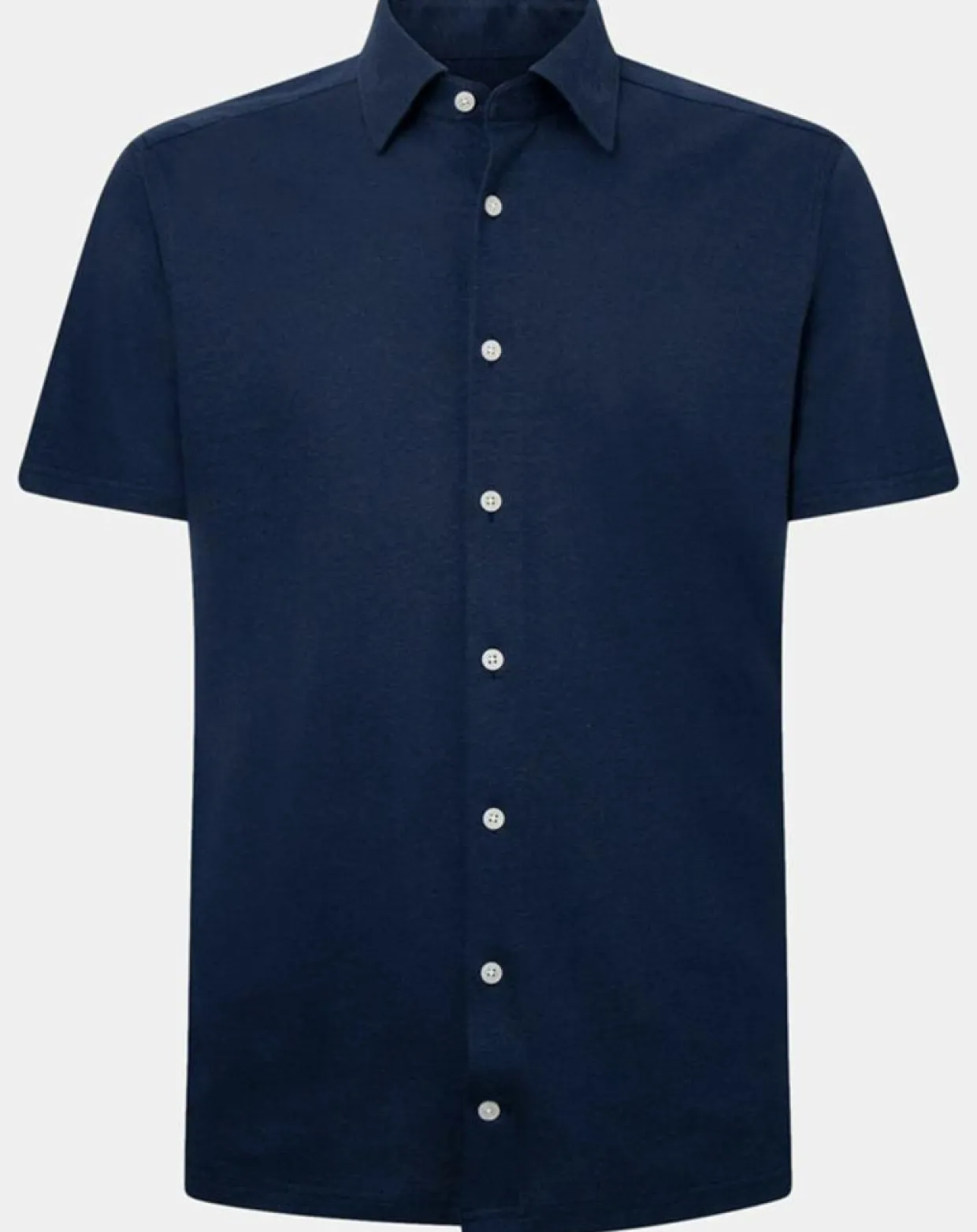 Homme Hackett London Chemises^Chemise en Lin & Coton Slim Fit manches courtes Tricot bleue