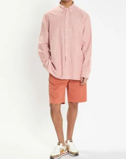 Homme Hackett London Chemises^Chemise en Lin & Coton Slim Fit à rayures orange moyen